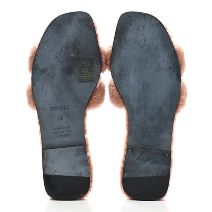 Hermes Woolskin Oran Sandals 36 Rose Aube 5 of 9