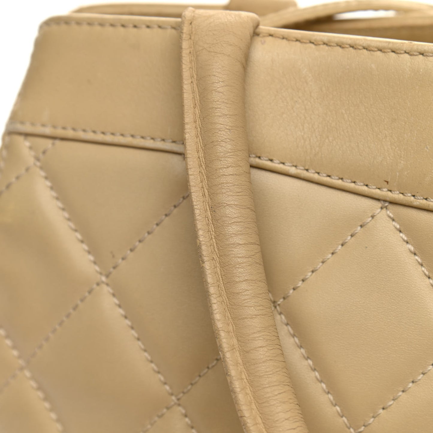 Lambskin Quilted CC Tote Beige