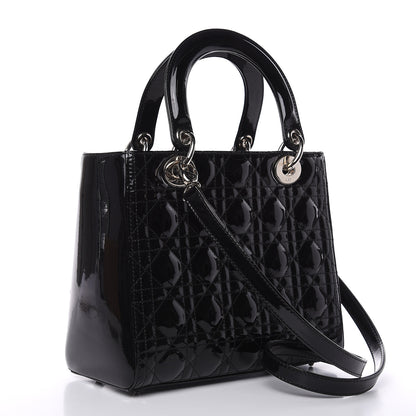 Christian Dior Patent Cannage Medium Lady Dior Black 4 of 11