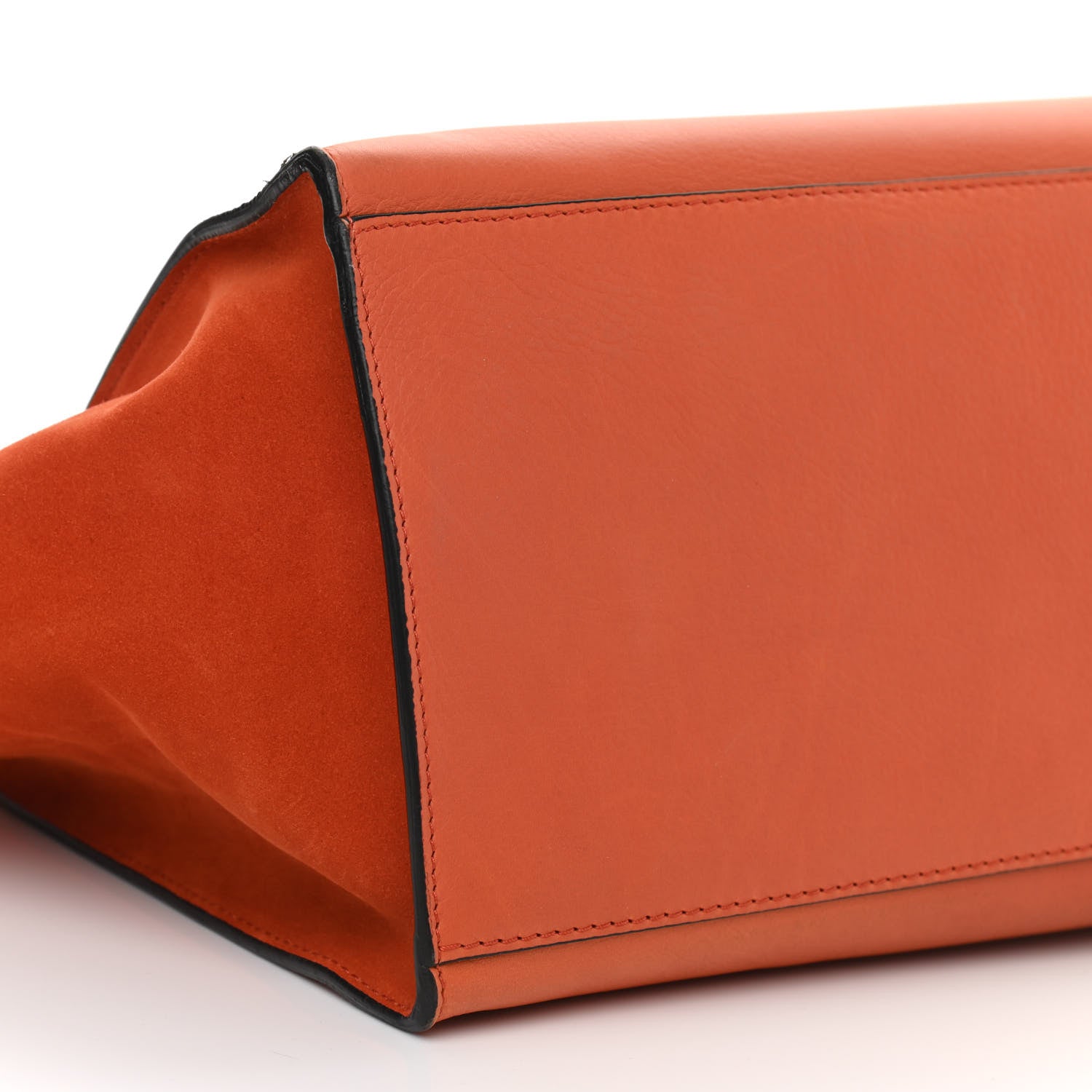 Celine Calfskin Suede Medium Trapeze Orange 8 of 10