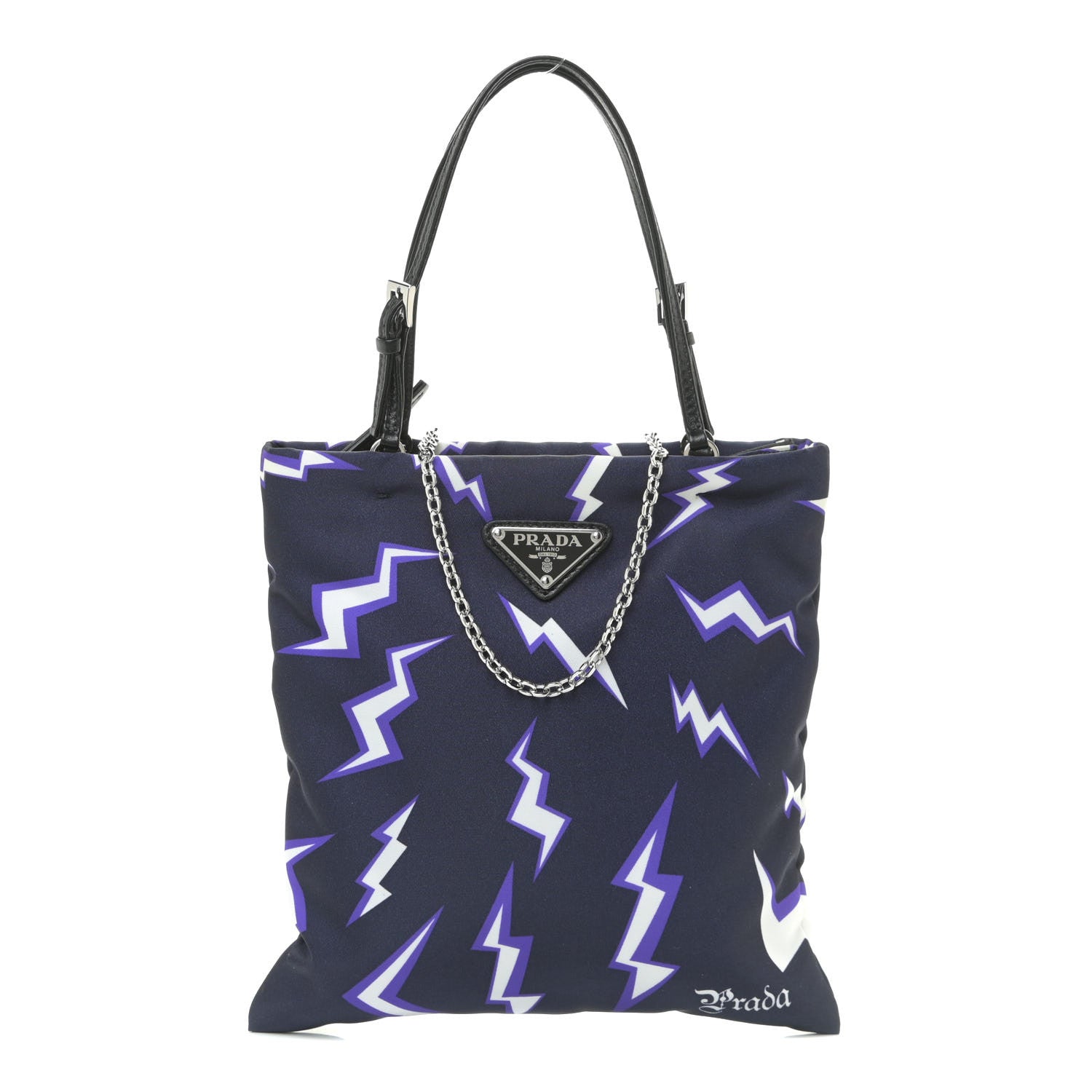 Prada X UNIVERSAL STUDIOS Tessuto Nylon Thunder Frankenstein Chain Shopping Tote Blue Multicolor 1 of 12