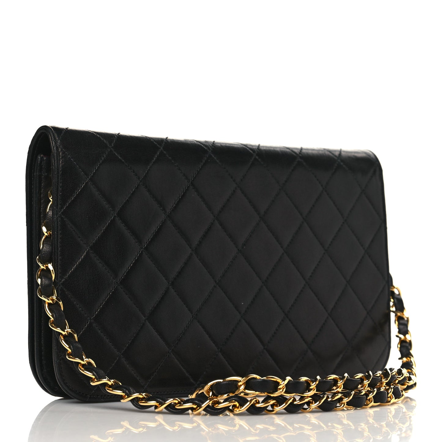 Lambskin Quilted Small Single Flap Bag Black