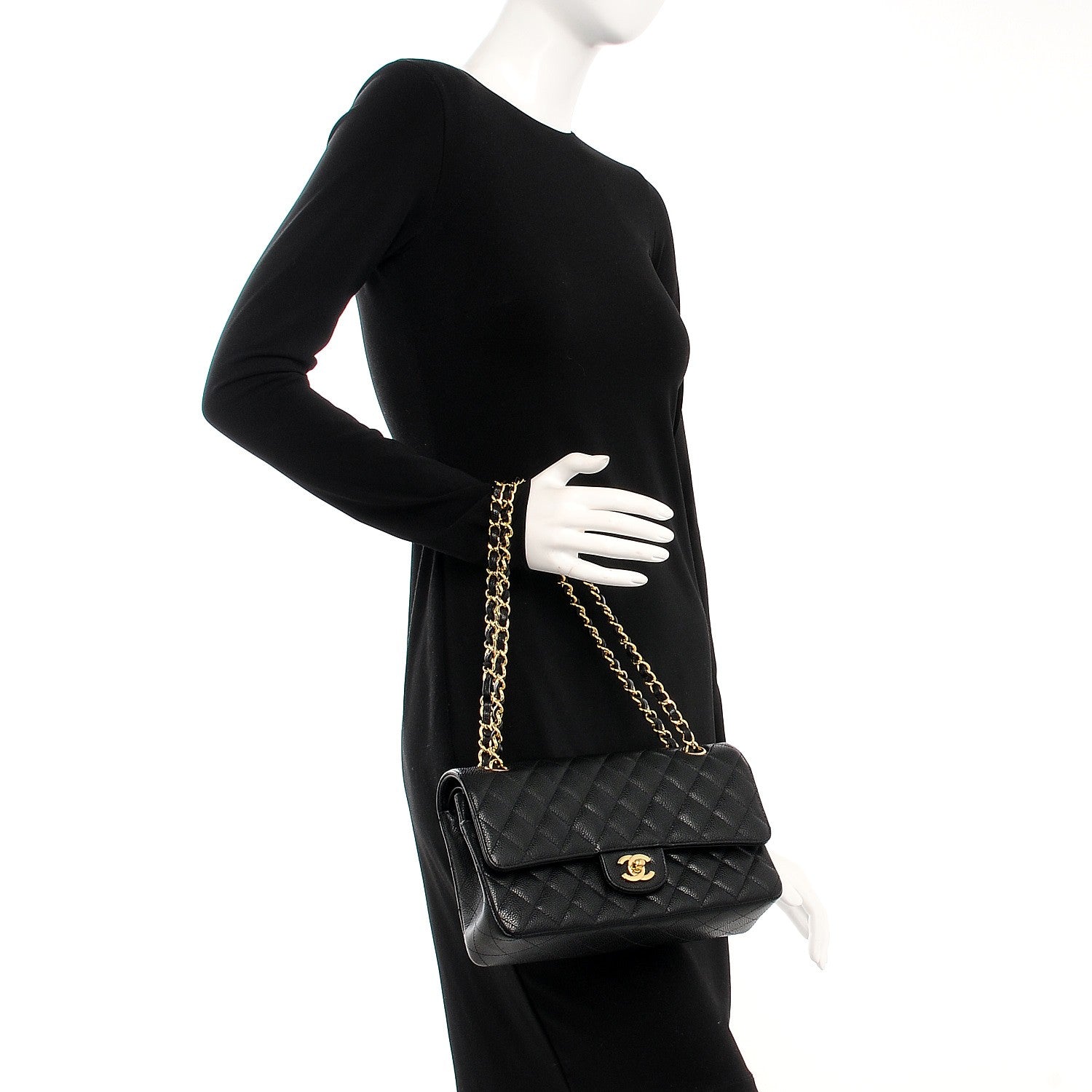 Chanel Caviar Quilted Medium Double Flap Black 2 of 8