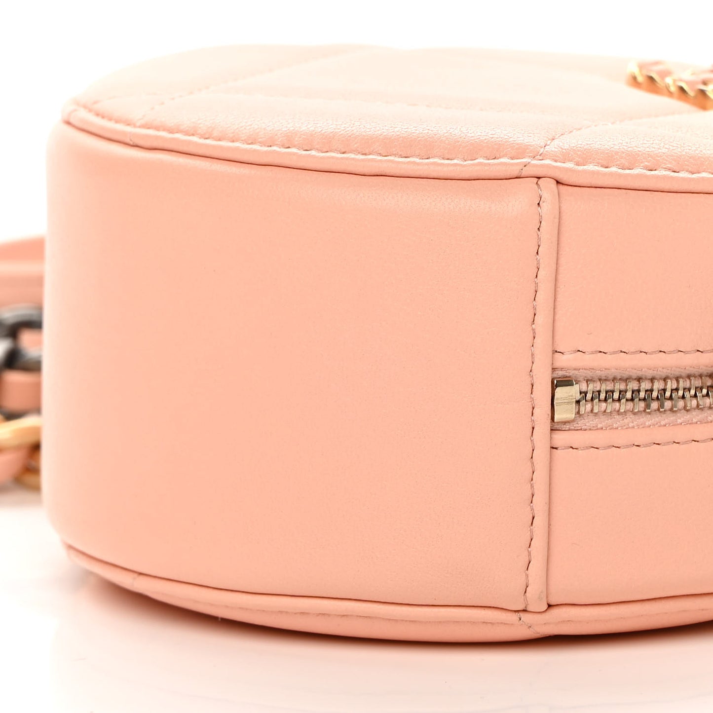 Lambskin Quilted Chanel 19 Round Clutch With Chain Light Orange