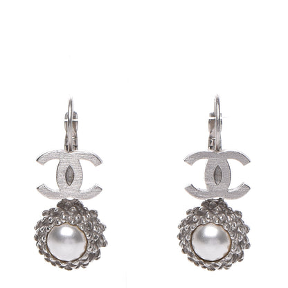 Chanel Pearl CC Drop Earrings Silver 1 of 4