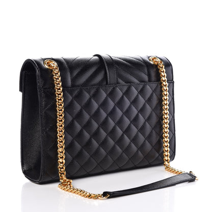 Saint Laurent Grain De Poudre Textured Mixed Matelasse Triquilt Medium Monogram Satchel Black 4 of 7