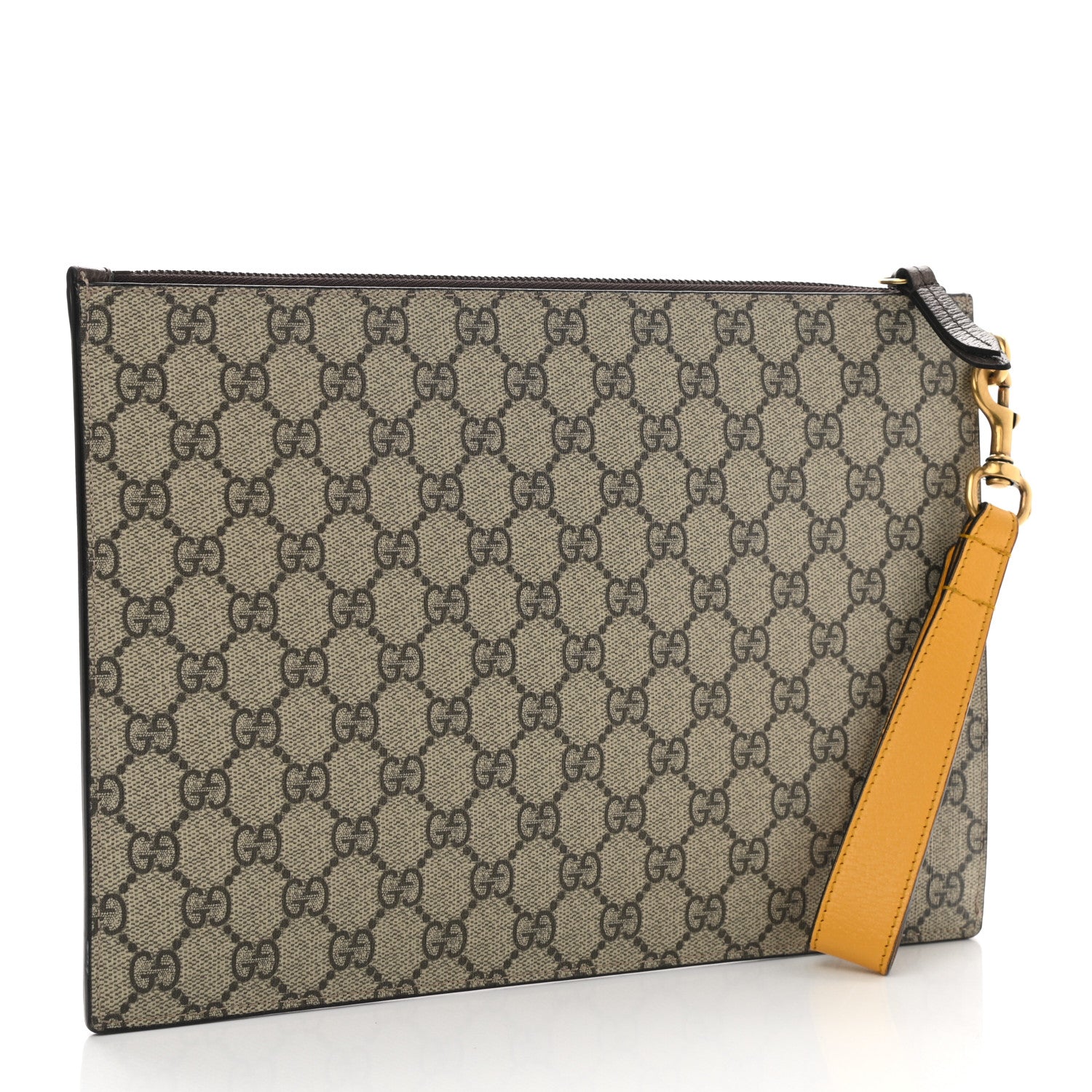 Gucci GG Supreme Monogram Neo Vintage Zip Wristlet Pouch Beige New Acero Crop 3 of 8
