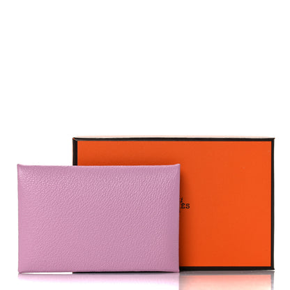 Hermes Chevre Mysore Calvi Card Case Mauve Sylvestre 10 of 10
