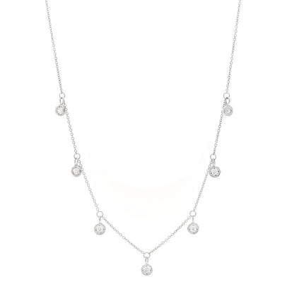 Roberto Coin 18K White Gold Diamond 7 Station Dangle Necklace 1 of 4