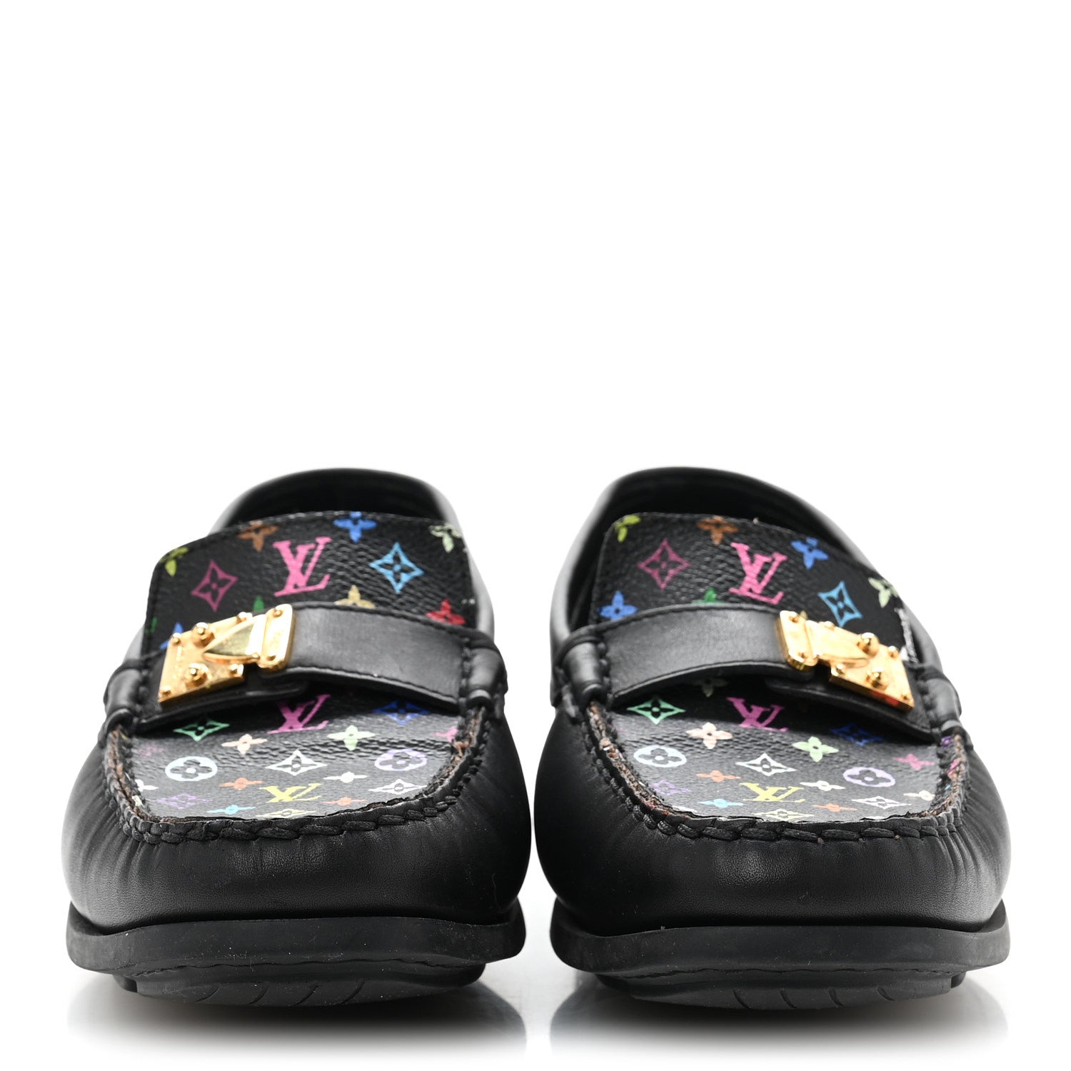 Louis Vuitton Monogram Multicolor Lock Oxford Loafers 39.5 Black 3 of 10