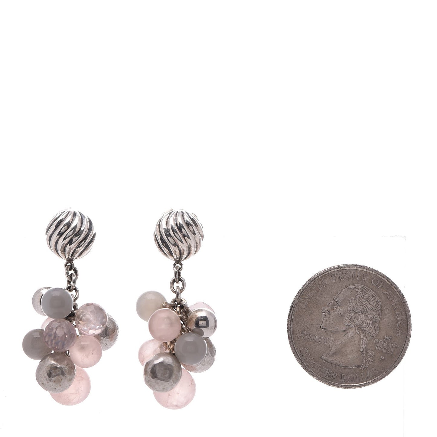 Sterling Silver Rose Quartz Gray Moonstone Elements Drop Earrings