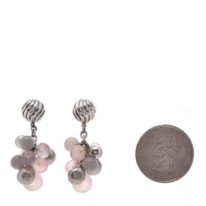 David Yurman Sterling Silver Rose Quartz Gray Moonstone Elements Drop Earrings 2 of 4