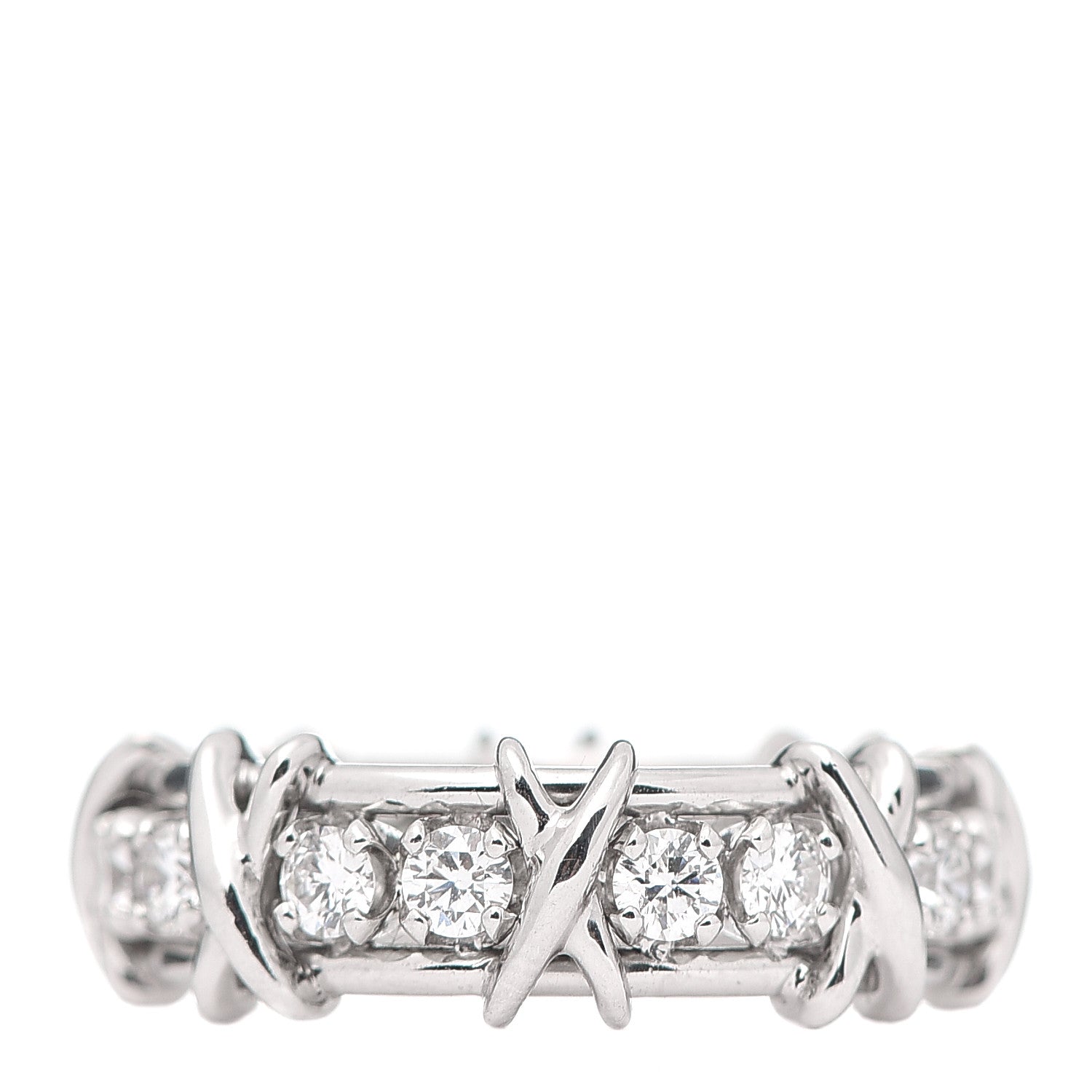 Tiffany Platinum Diamond Schlumberger Sixteen Stone Ring 54 6.75 3 of 5