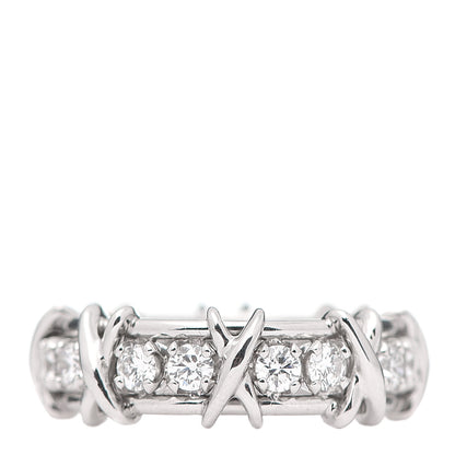 Tiffany Platinum Diamond Schlumberger Sixteen Stone Ring 54 6.75 3 of 5