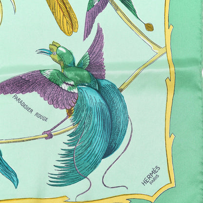 Hermes Silk Vintage Les Oiseaux Des Iles Scarf 70 Jade Jaune Violet 3 of 6