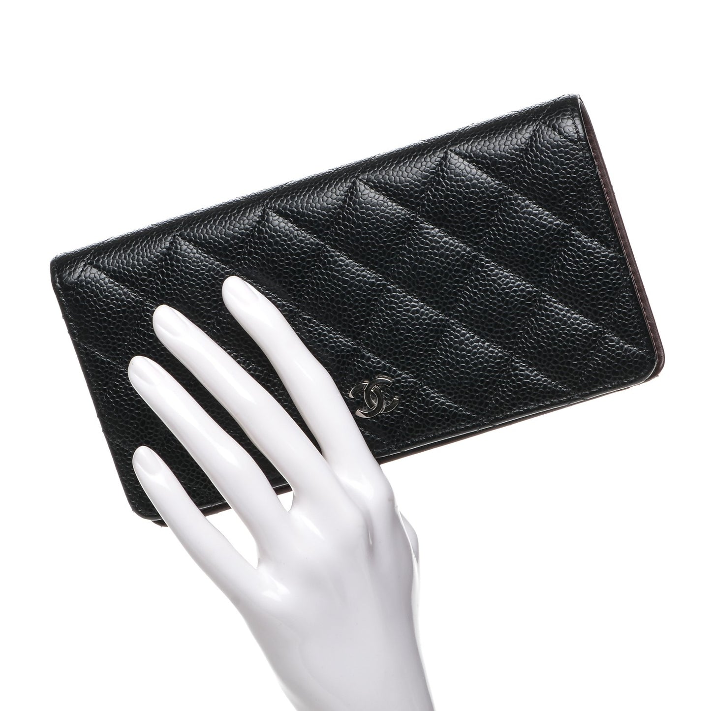 Caviar Quilted Yen Wallet Black