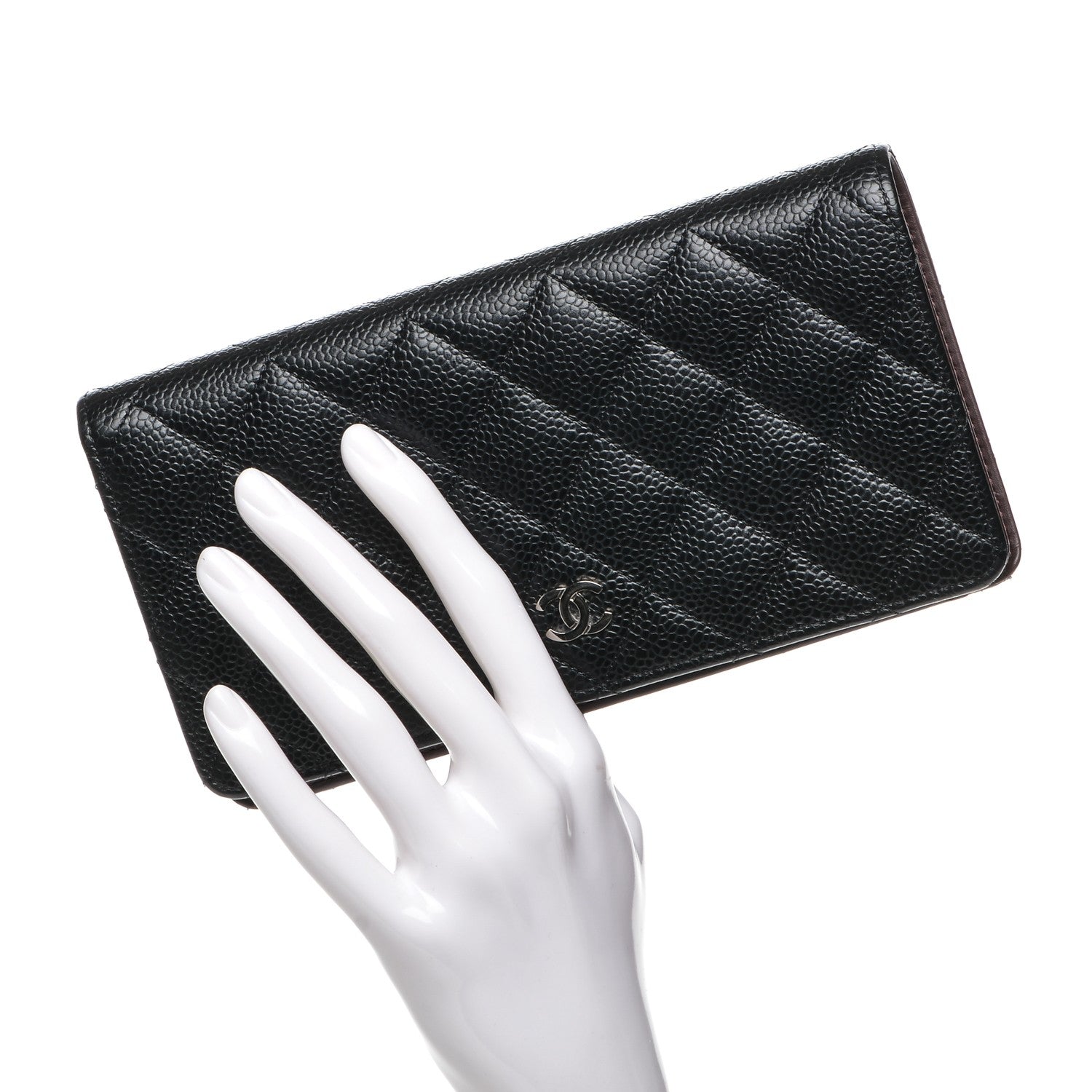 Chanel Caviar Quilted Yen Wallet Black 2 of 8