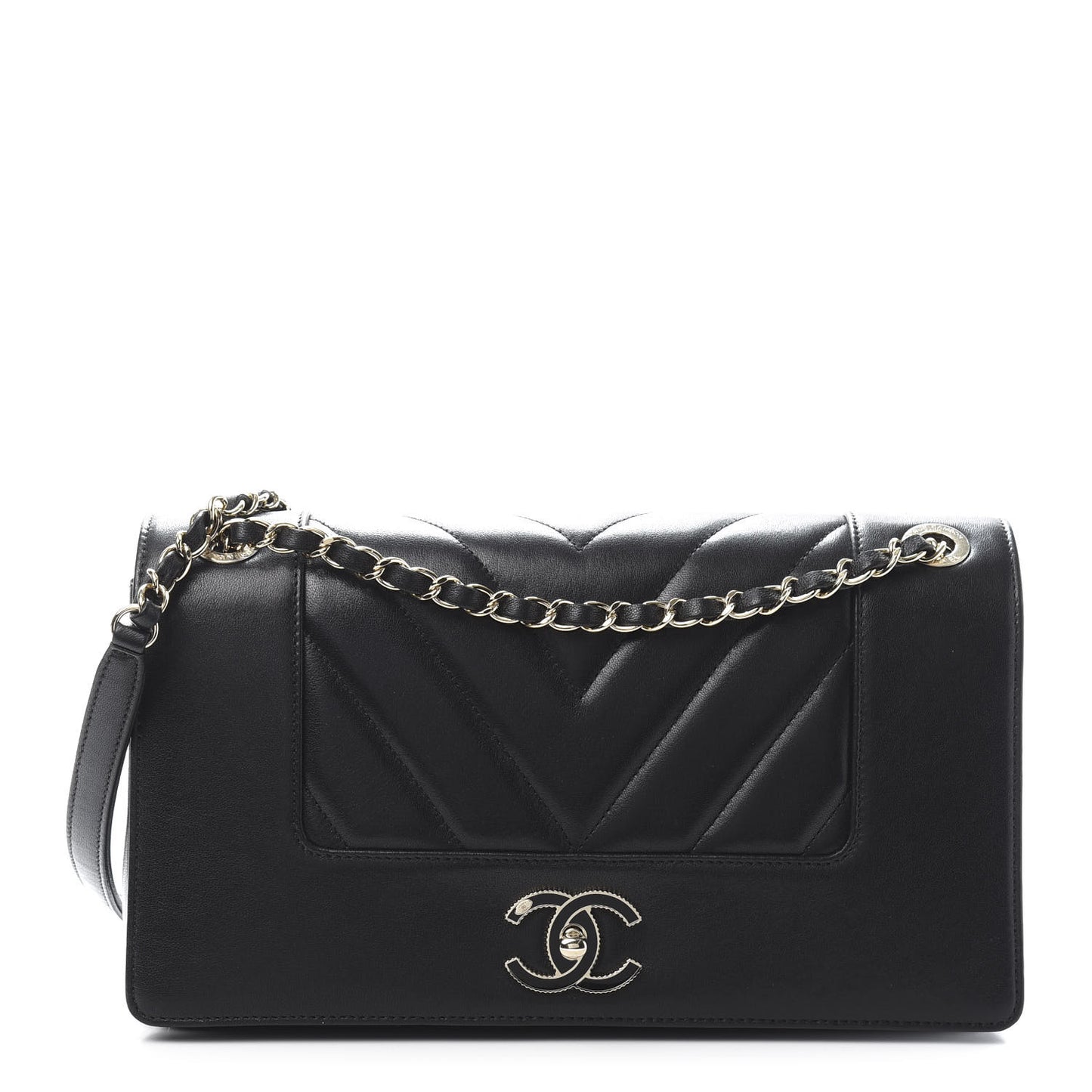 Sheepskin Chevron Quilted Vintage Mademoiselle Flap Black