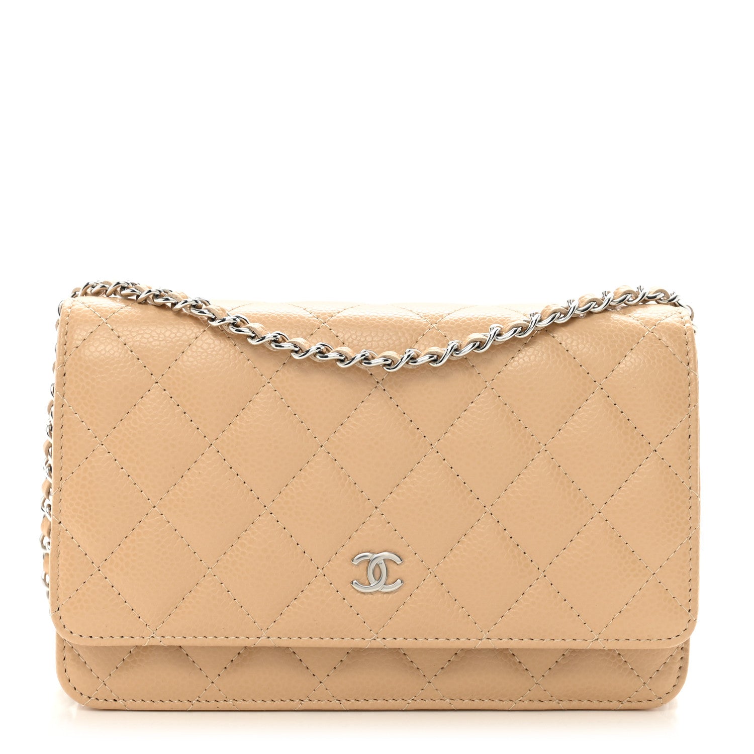 Chanel Caviar Quilted Wallet on Chain WOC Beige 1 of 11