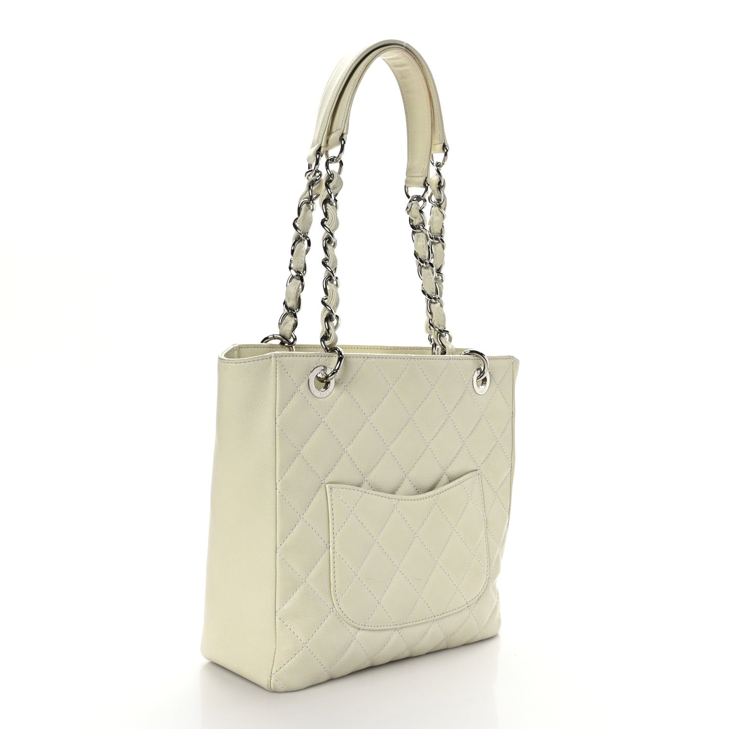 Caviar Quilted Petit Shopping Tote PST Light Beige