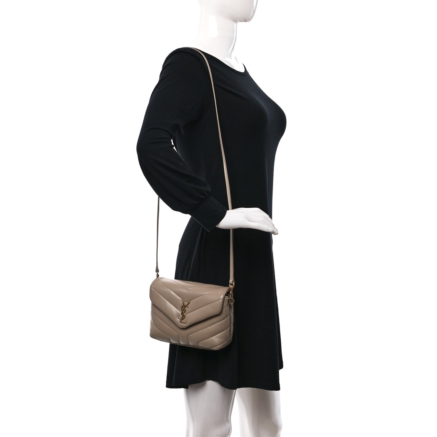 Calfskin Y Quilted Monogram Toy Loulou Crossbody Bag Dark Beige