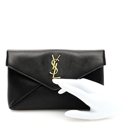 Saint Laurent Lambskin Small Cassandre Envelope Pouch Black 2 of 7