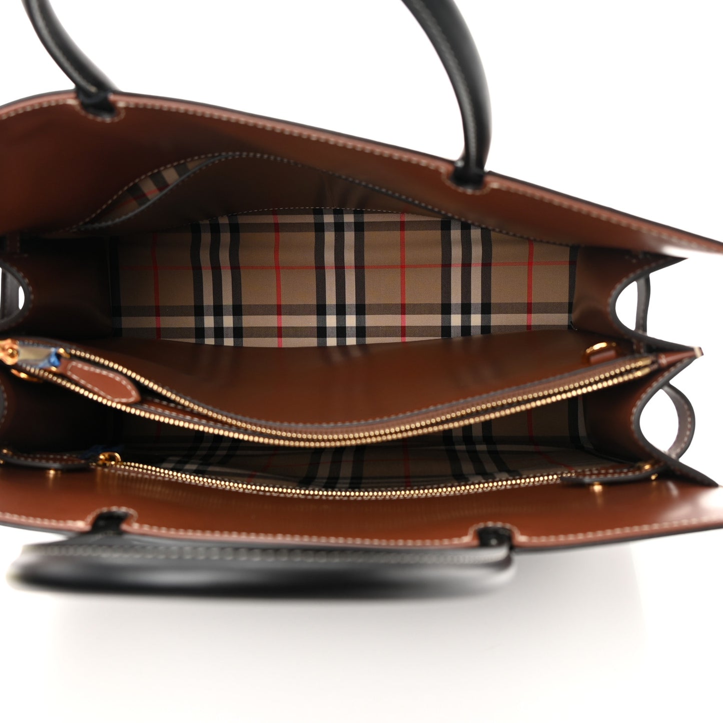 Calfskin Vintage Check Medium Two Handle Title Bag Black