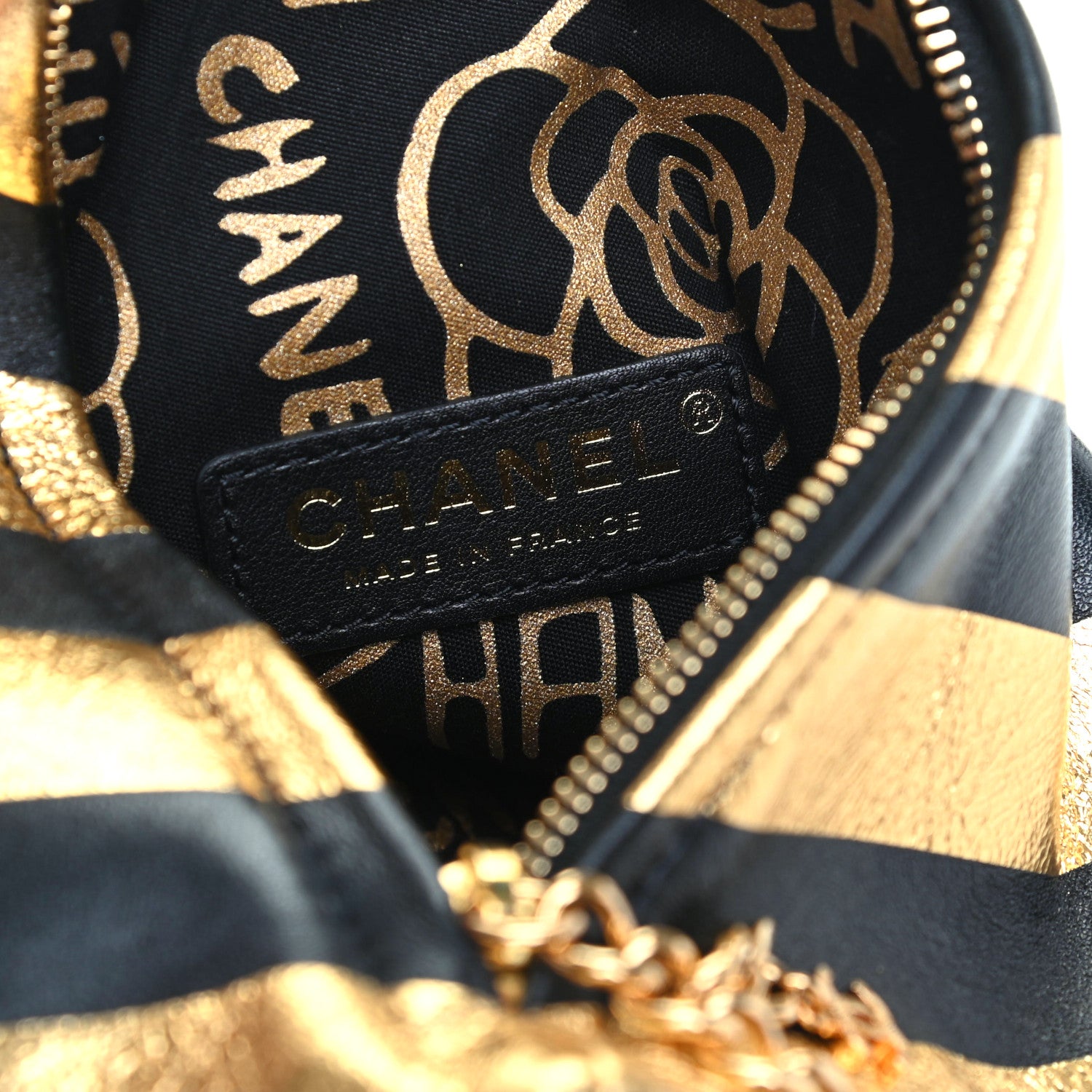 Chanel Metallic Lambskin CC Kheops Pyramid Bag Gold Black 6 of 8