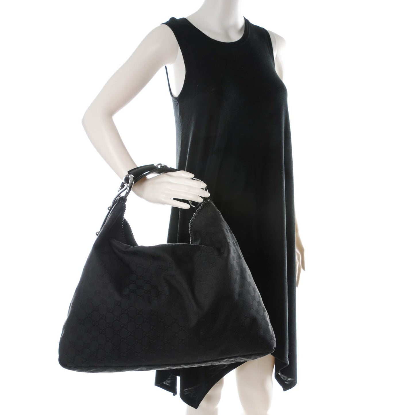 Monogram Large Horsebit Chain Hobo Black