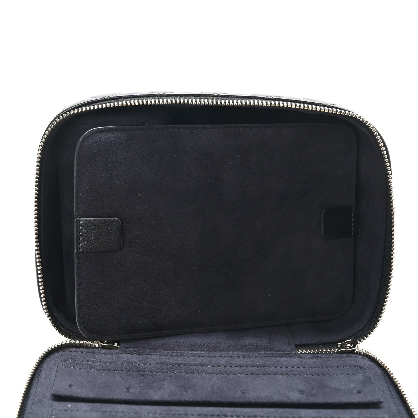 Lambskin Quilted Top Handle Jewelry Case Black
