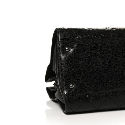 Chanel Crumpled Grained Calfskin Quilted CC Crave Tote Black 9 of 11