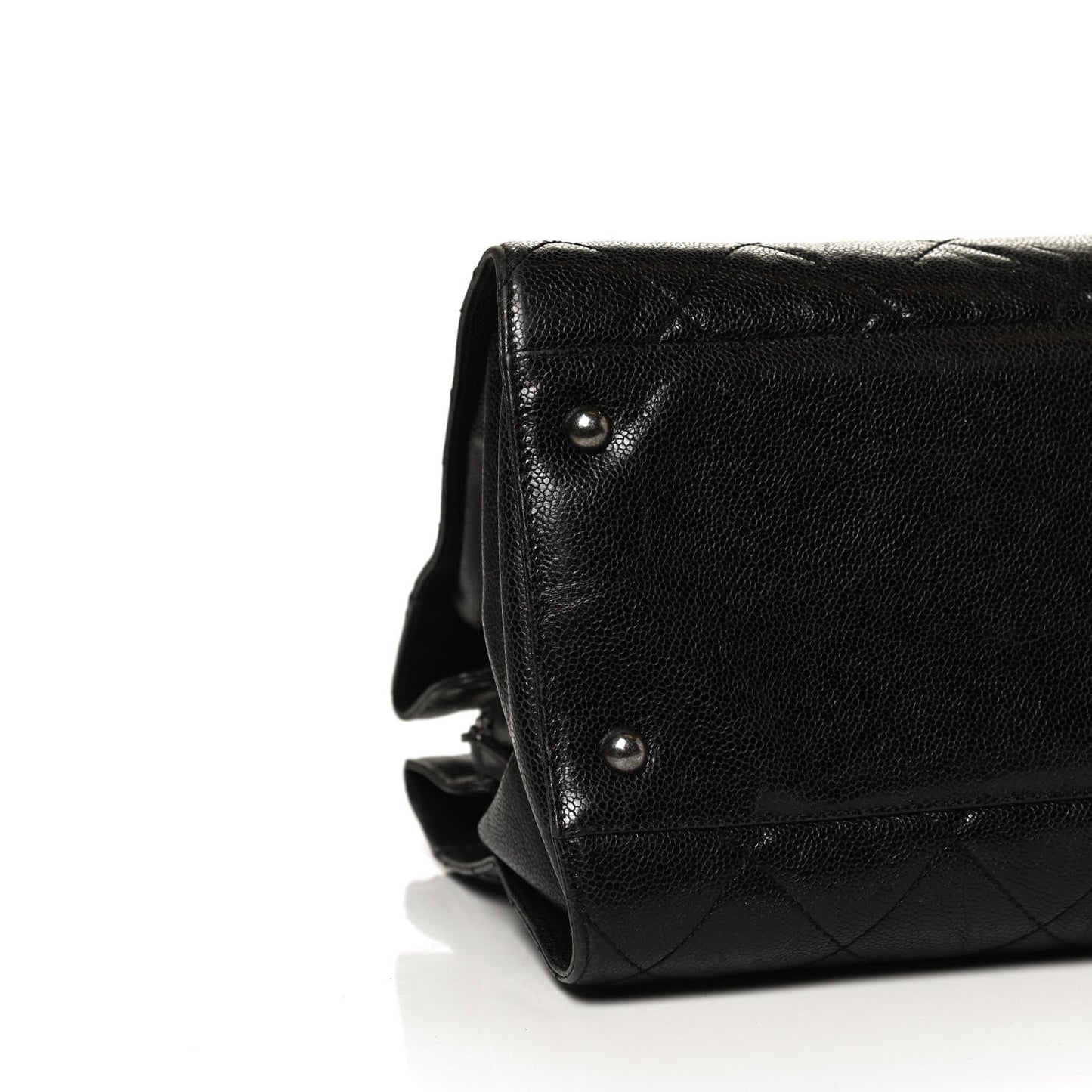 Crumpled Grained Calfskin Quilted CC Crave Tote Black