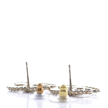 Chanel Crystal Chain CC Earrings Gold 3 of 4