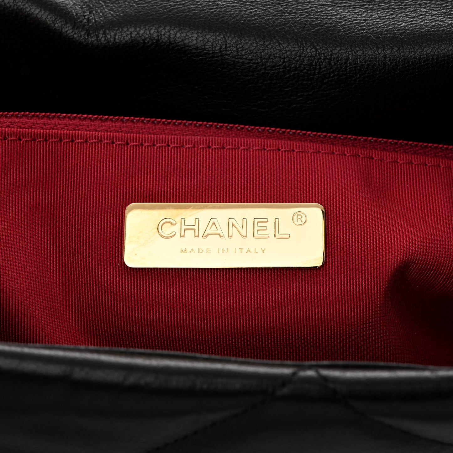 Shiny Goatskin Quilted Large Chanel 19 Flap Black