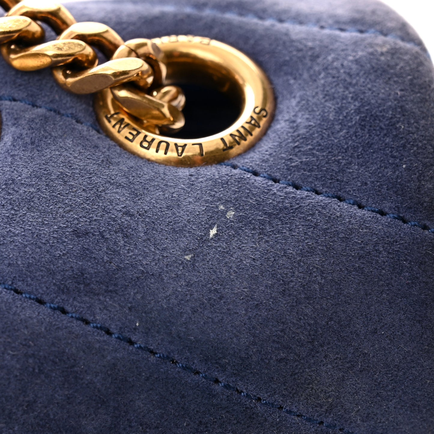 Suede Calfskin Y Quilted Monogram Medium Loulou Chain Satchel Blue