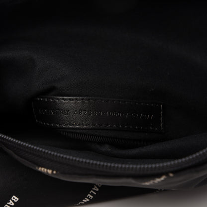Balenciaga Twill Nylon Allover Logo Explorer Beltpack Black White 9 of 14