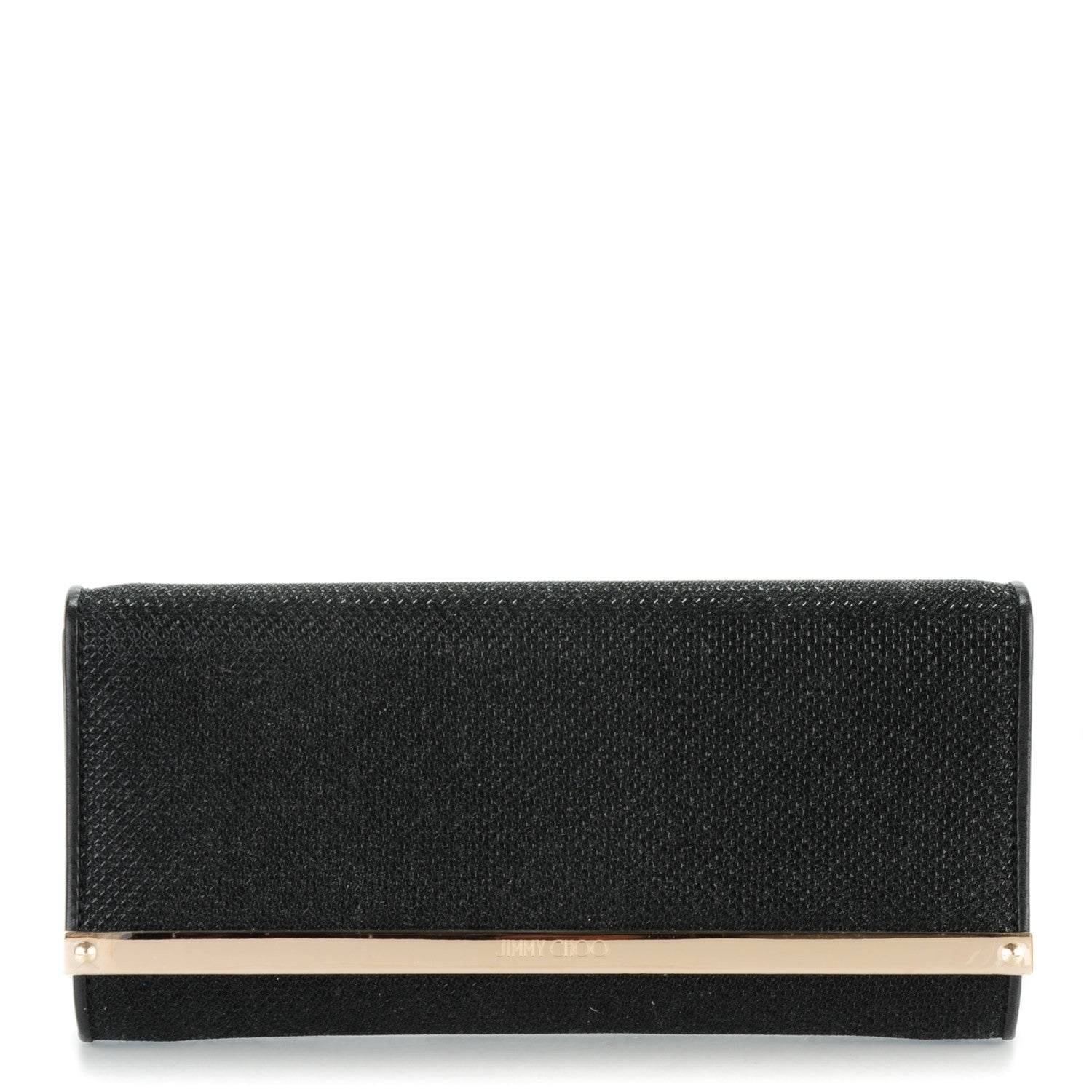 Jimmy Choo Glitter Lame Milla Wallet on Chain Black 1 of 6