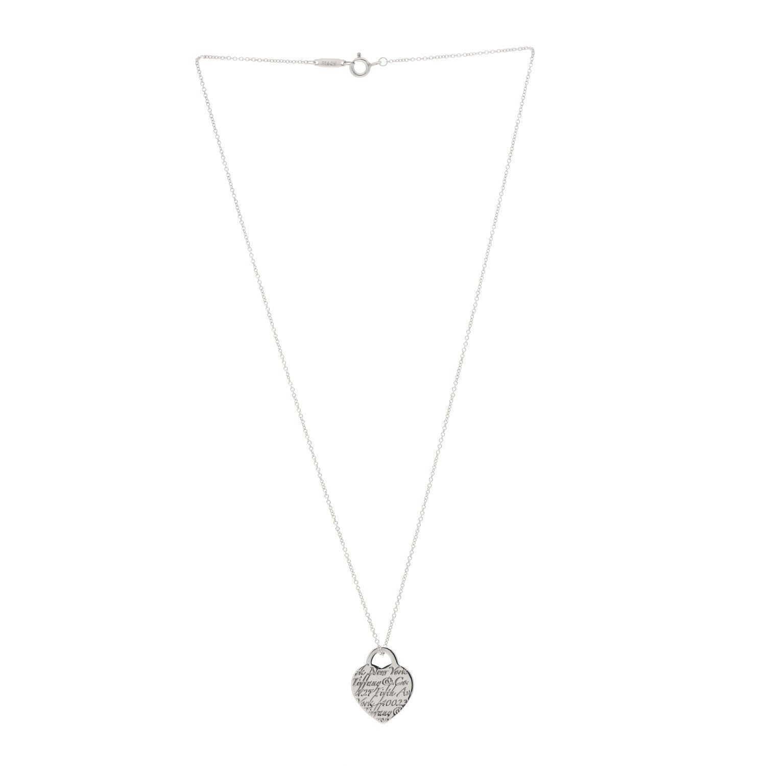 Tiffany Sterling Silver Notes Heart Tag Charm Necklace 3 of 6