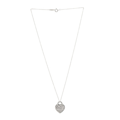 Tiffany Sterling Silver Notes Heart Tag Charm Necklace 3 of 6