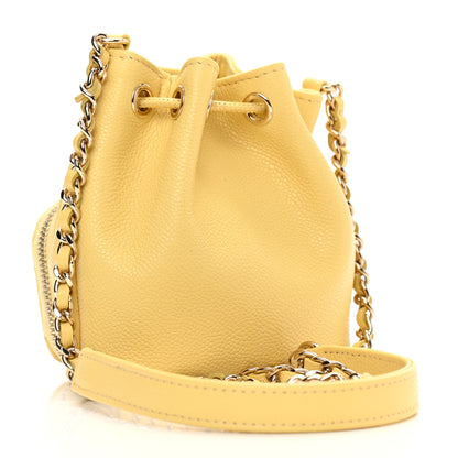 Chanel Caviar Quilted Mini CC Pocket Bucket Bag Yellow 3 of 8