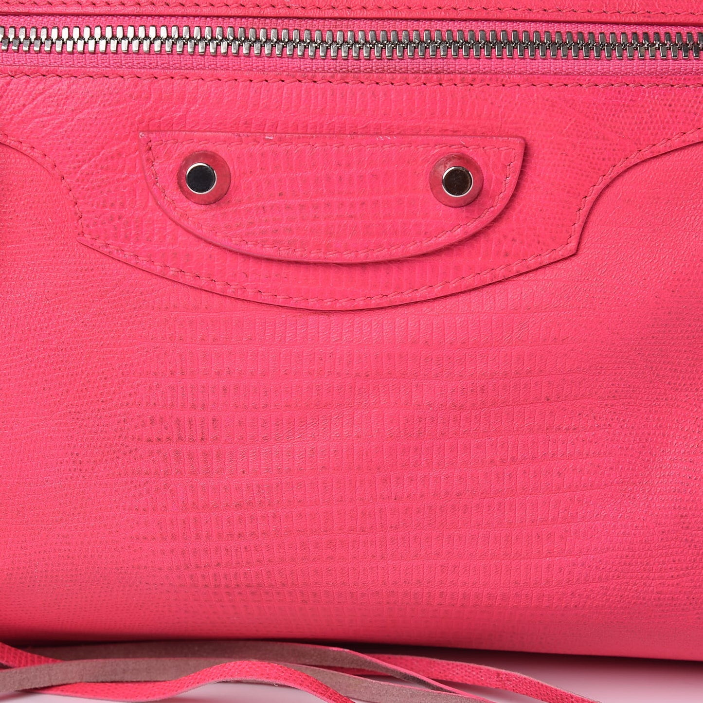 Calfskin Lizard Embossed Classic Silver Hardware City Rose Fluo