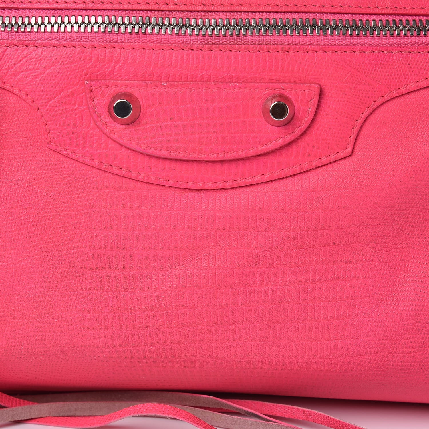 Balenciaga Calfskin Lizard Embossed Classic Silver Hardware City Rose Fluo 17 of 22