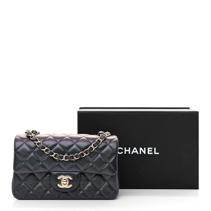 Chanel Iridescent Lambskin Quilted Mini Rectangular Flap Black 13 of 13