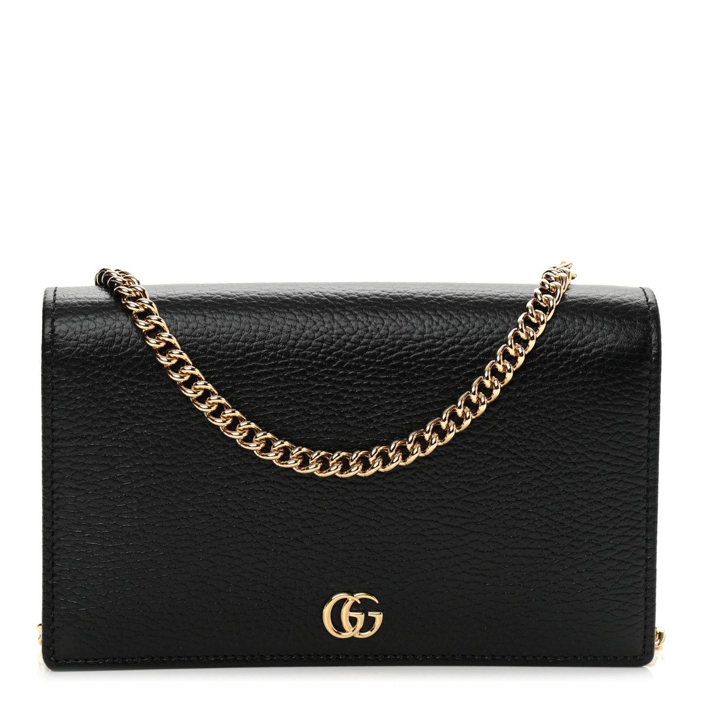 Calfskin Mini GG Marmont Chain Wallet Black