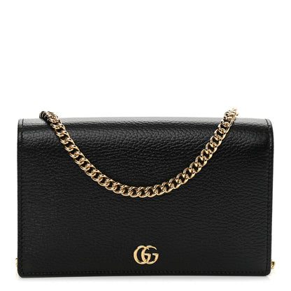 Gucci Calfskin Mini GG Marmont Chain Wallet Black 1 of 10