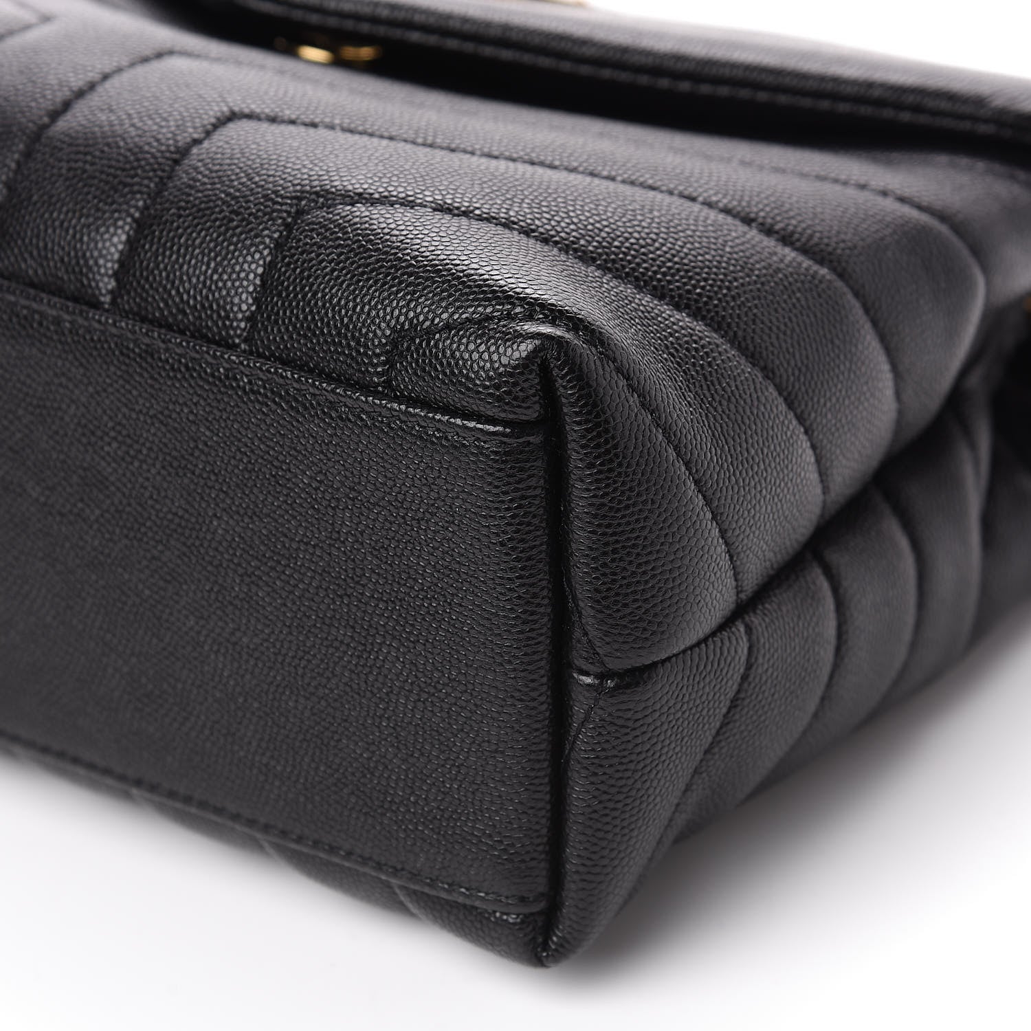 Saint Laurent Grain de Poudre Calfskin Y Quilted Monogram Small Loulou Chain Satchel Black 7 of 12