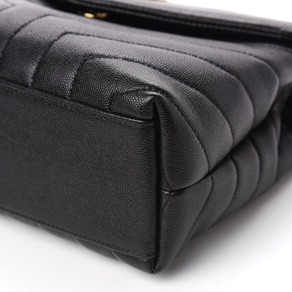 Saint Laurent Grain de Poudre Calfskin Y Quilted Monogram Small Loulou Chain Satchel Black 7 of 12