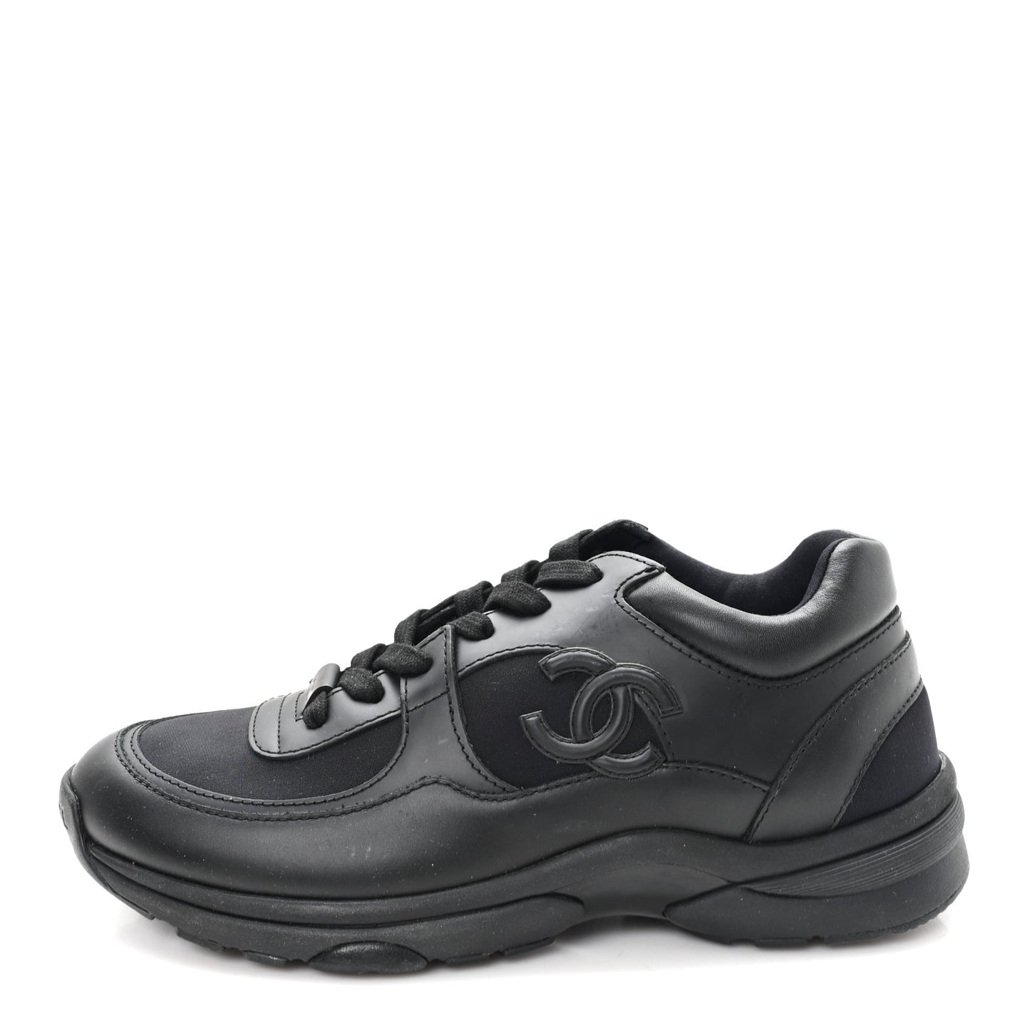 Lambskin Fabric CC Sneakers 36.5 Black