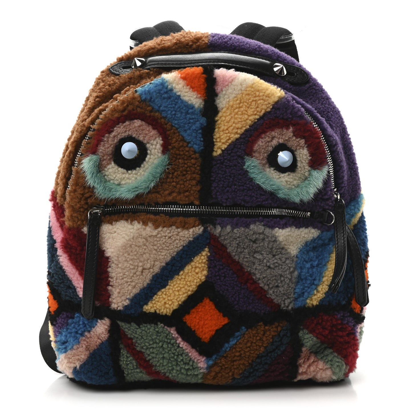 Shearling Geometric Monster Backpack Multicolor