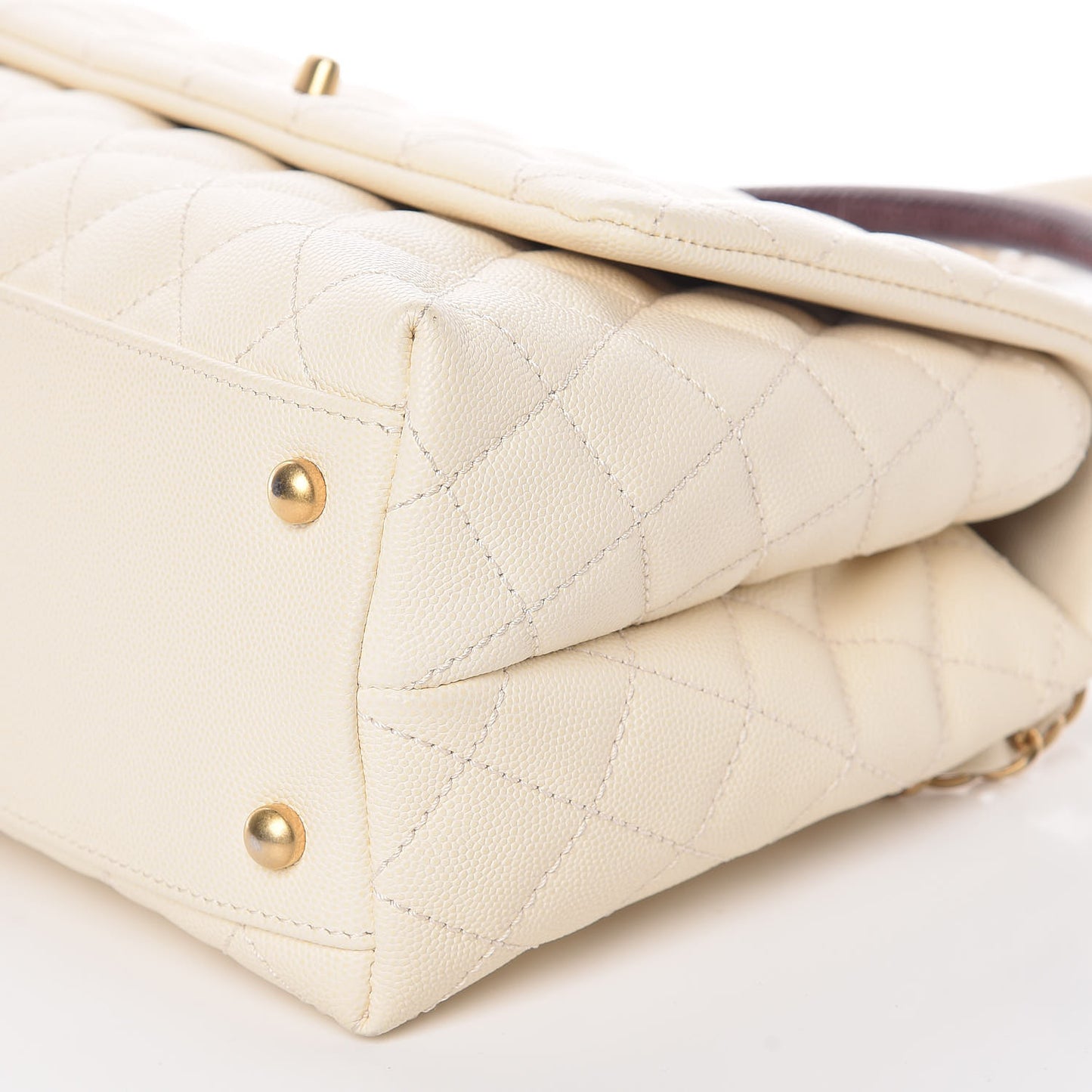 Caviar Lizard Quilted Small Coco Handle Flap Ivory